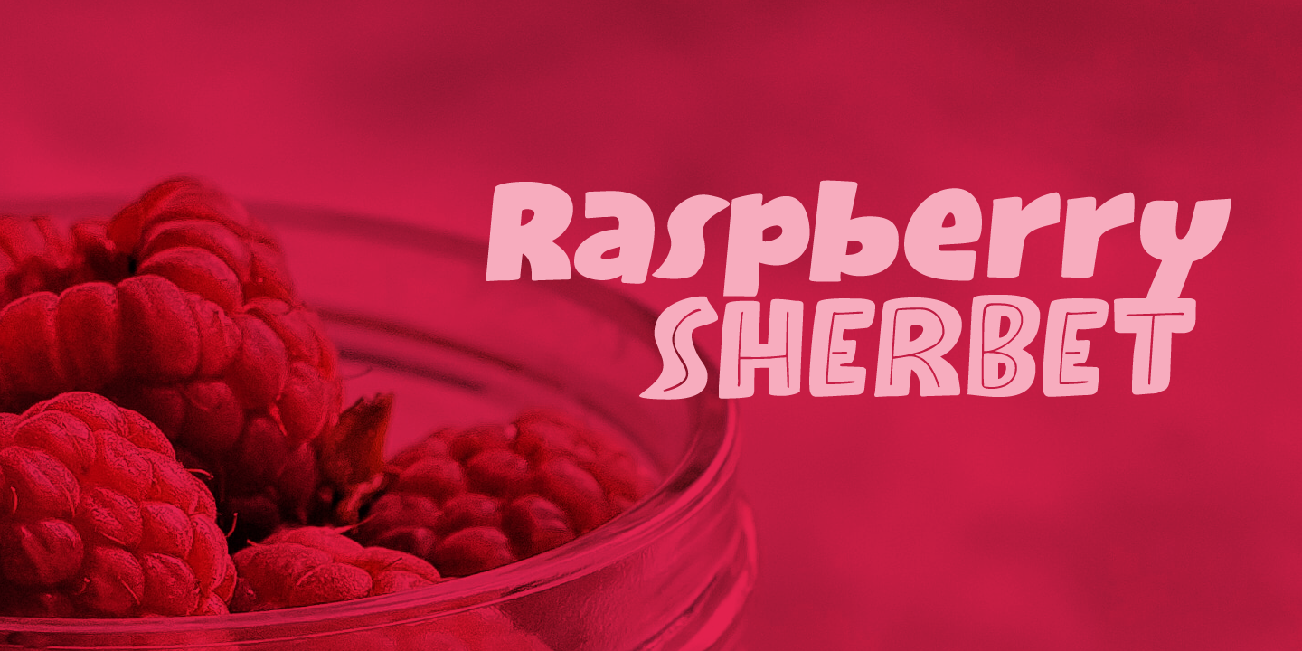 Пример шрифта Raspberry Sherbet Inline